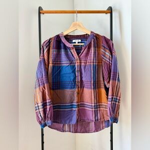 EUC Madewell Long-Sleeved Plaid Button-Down, size XS